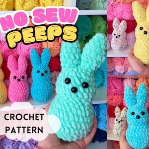 Schema all&#39;uncinetto per coniglietto di Pasqua senza cuciture; schema all&#39;uncinetto in formato PDF; schema all&#39;uncinetto amigurumi per coniglietto di marshmallow; schema di peluche a forma di coniglio
