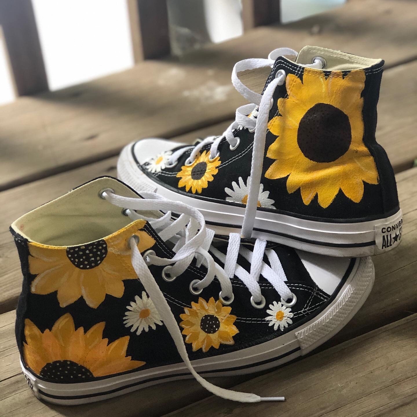 Custom Sunflower Shoessunflower Shoescustom Conversecustom Etsy