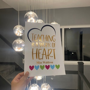La enseñanza personalizada es una obra de corazón A4 Foil Print / Teacher Gifts / Foil Art / Foil Print / Foil Print / Custom Foil Print / Regalo personalizado