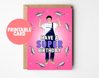 Digital Download Super Tuna Jin BTS Printable Card Birthday