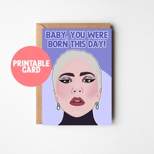 Tarjeta imprimible Lady Gaga Tarjeta de cumpleaños Descarga digital