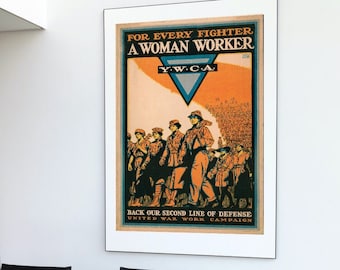 Voor elke vechter een vrouw werknemer WWI Y.W.C.A Vintage Poster- Instant Download Easy Print File voor het verzamelen van Printing Framing