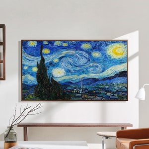 Vincent van Gogh&#39;s - The Starry Night - Samsung Frame TV Art - Fine Art - Instant Download - Van Gogh Painting - Art for TV Display