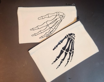 Skeleton Hand Zipper Pouch