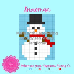 Winter- Snowman Pattern comes w/ 2 panels of EasyPiecing Grid by Ten Sisters Handicraft Printed foundation Grid Quilting Sewing Grid