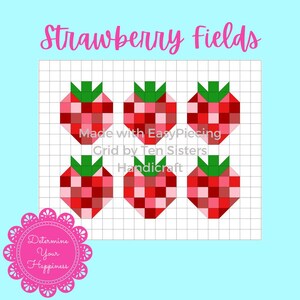 Strawberry Fields Pattern with purchase 3 panels EasyPiecing Grid -Ten Sisters Handicraft Printed foundation Grid Quilting Sewing Grid