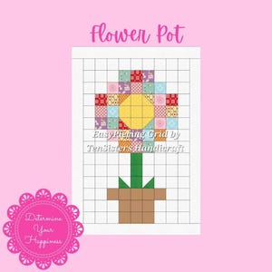 FREE Flower Pot Pattern with purchase of 1 EasyPiecing Grid from Ten Sisters Handicraft. Printed foundation, Grid Quilting, Sewing Grid.