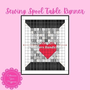 FREE I Love Sewing Spool 2-panel Pattern w/ purchase EasyPiecing Grid by Ten Sisters Handicraft Printed foundation Grid Quilting Sewing Grid