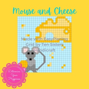 Mouse and Cheese Quilt Pattern comes with 6panels of EasyPiecing Grid by TenSisters Handicraft Printed foundation Grid Quilting Sewing Grid