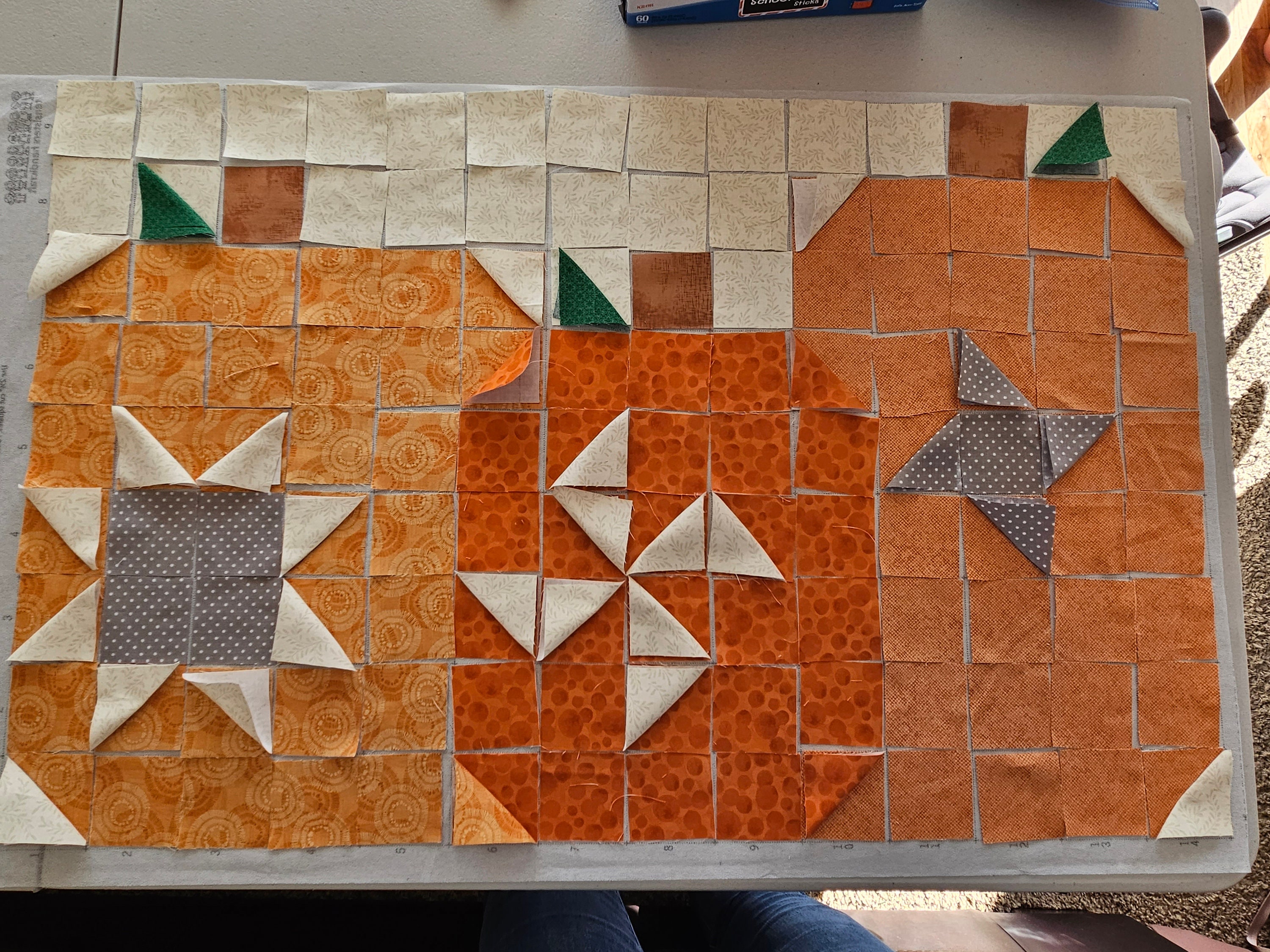 Patchwork Pumpkin Trio Table Runner Kit-pattern Fabric and Easypiecing ...