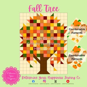 Fall Tree Pattern comes with 2-panels EasyPiecing Grid from Ten Sisters Handicraft. Printed foundation, Grid Quilting, Sewing Grid.