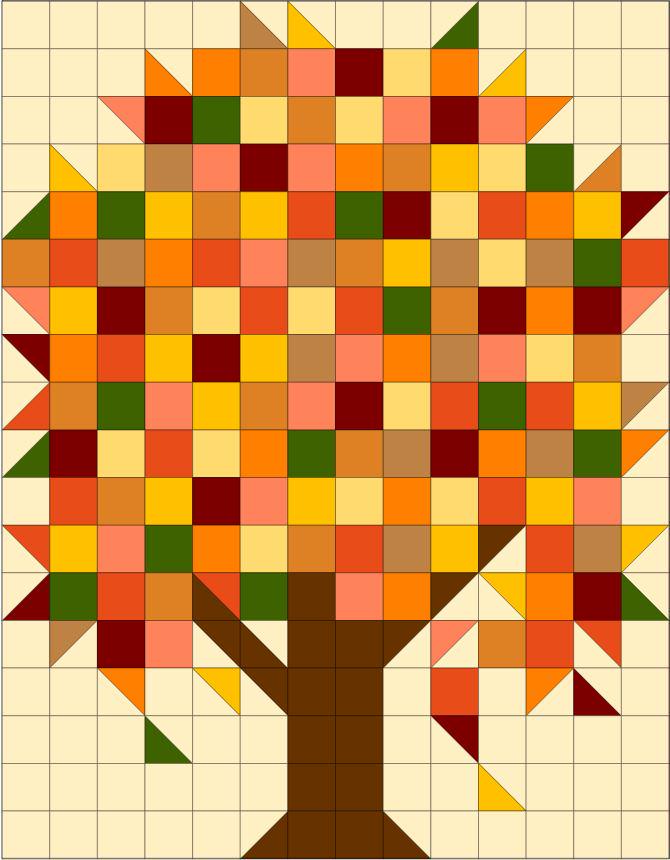Fall Tree Pattern Comes With 2-panels Easypiecing Grid From Ten Sisters ...
