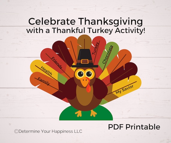 Printable Thankful Turkey for Teaching Gratitude Etsy