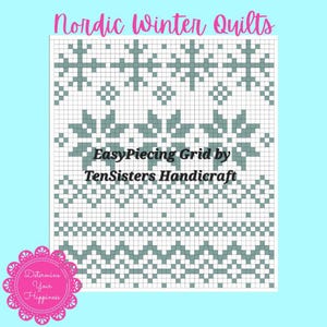 FREE Nordic Winter 20-panel Pattern with purchase EasyPiecing Grid from Ten Sisters Handicraft Printed foundation Grid Quilting Sewing Grid