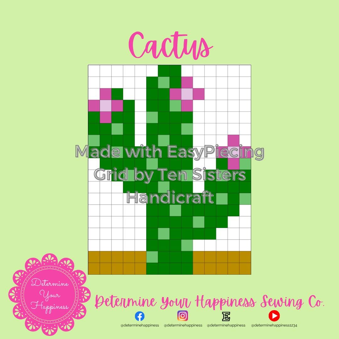 Cactus Grid Pattern Cactus Pattern Comes W/ 2 Panels of Easypiecing Grid by Ten Sisters ...