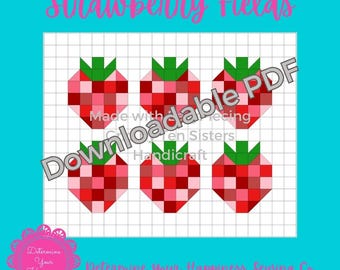 Strawberry Fields Quilt PDF Pattern, Printable Pattern, Instant Download Pattern, grid quilts, easypiecing grid quilts, easy quilt patterns