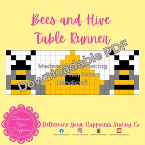 Bees and Beehive PDF Pattern, Printable Pattern, Instant Download Pattern, grid quilts, easypiecing grid quilts