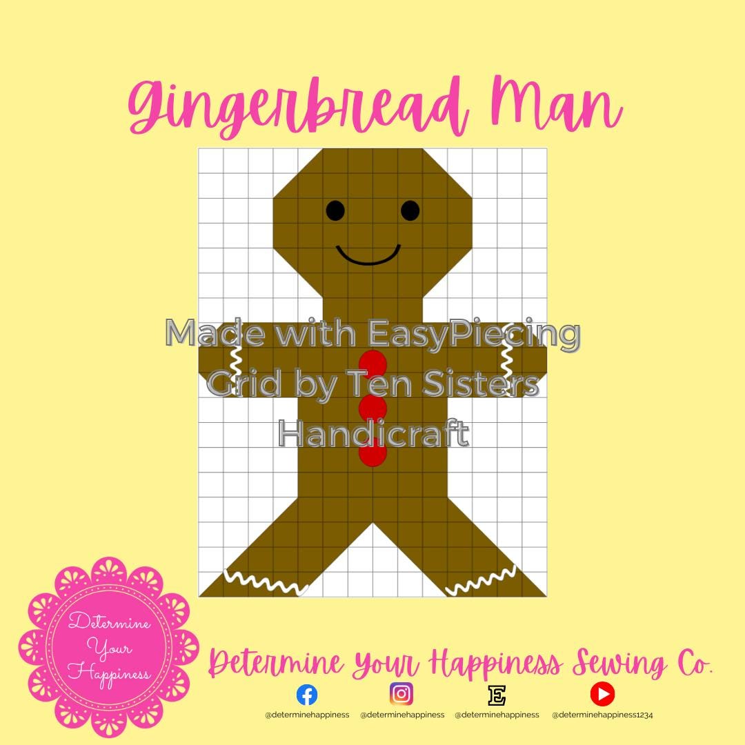 Gingerbread Man Pattern Comes W/ 2-panels of Easypiecing Grid by Ten ...