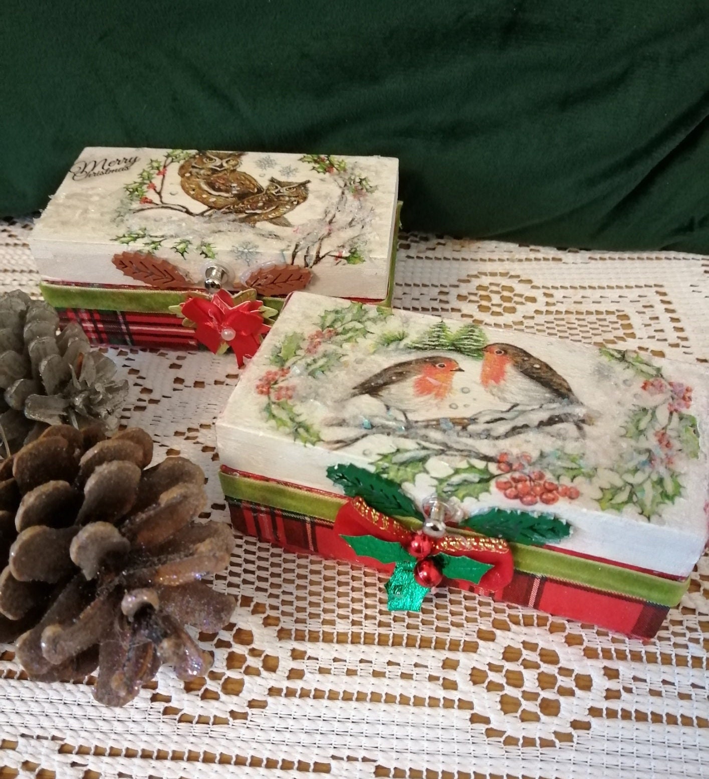 Small Christmas Gift Boxes Set of Two - Etsy UK