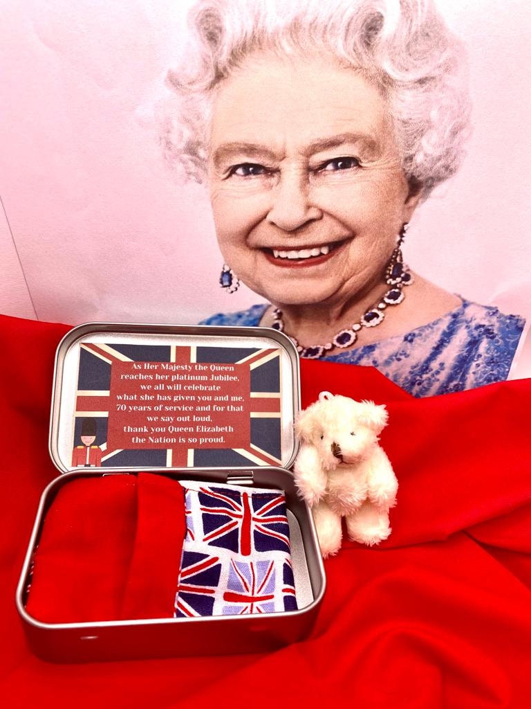 Queens Jubilee Personalised Teddy in a Tin Queen Etsy