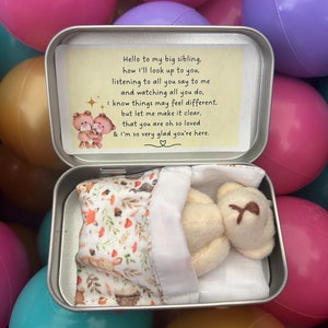 Tiny bear Sibling Teddy in a Tin | New baby gift | Teddy In a Tin TM | Gift from baby|Baby brother |Big sister gift | Big brother gift