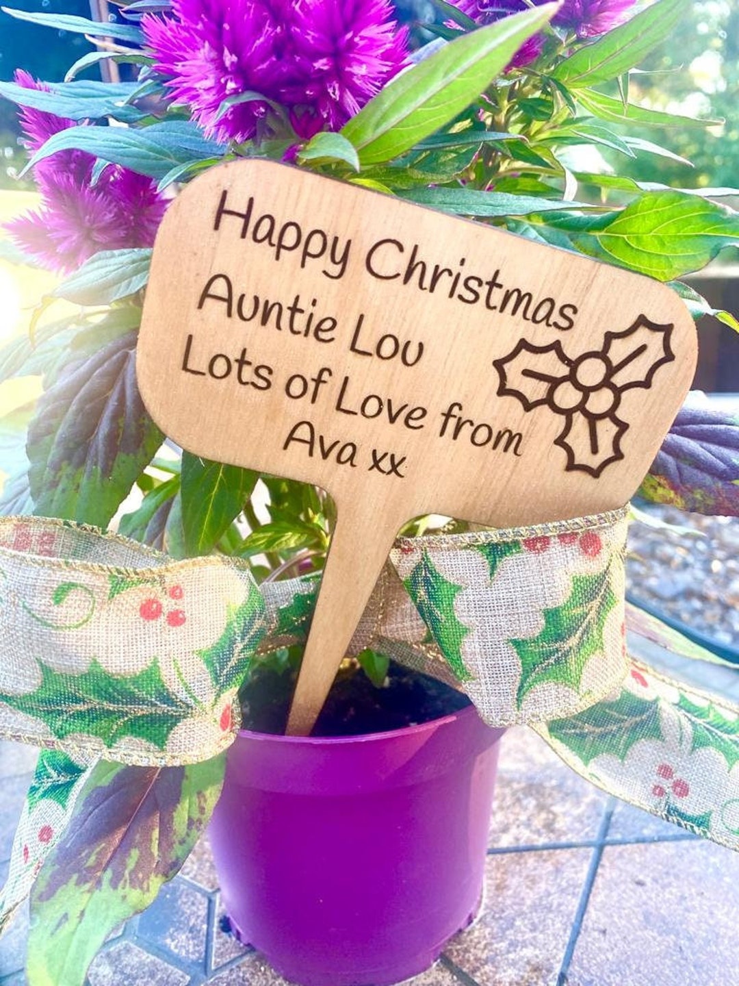 Christmas Planter Personalised Plant Stake Christmas Gift Etsy