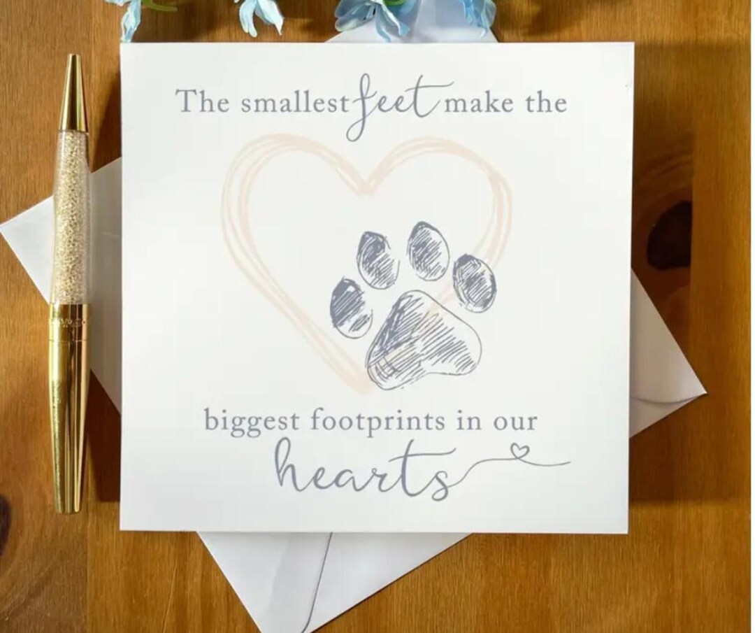 Pet Loss Sympathy Card: Paw Print Condolence Card - Sympathy Keepsake ...