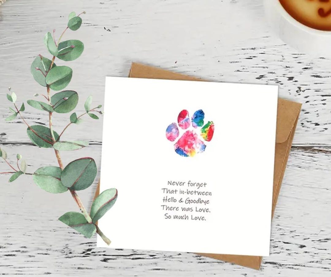 Pet Loss Condolence Card – Rainbow Bridge Sympathy Card With Paw Print ...