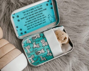 Loss of a Cat gift| My Teddy in a Tin TM | Cat Bereavement | Sympathy | Pet loss | Remembrance | Children | Grief| Condolence | Cat Memory