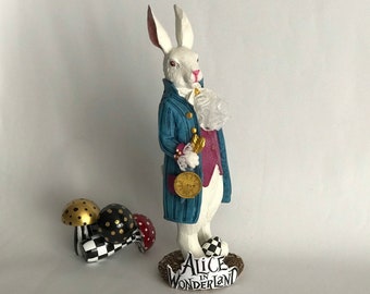 Alice in Wonderland gift, Alice in Wonderland decor, Alice Ornaments , Alice Home decor, Alice birthday gift, Painted Bunny rabbit
