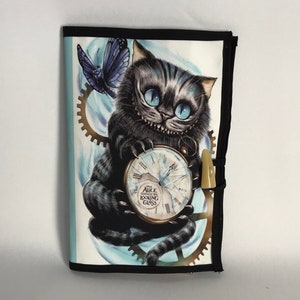 Couverture de livre d&#39;Alice au pays des merveilles, pochette de livre Alice au pays des merveilles, cadeau chat du Cheshire, ami de livre, couverture de livre, cadeau d&#39;anniversaire Alice au pays des merveilles