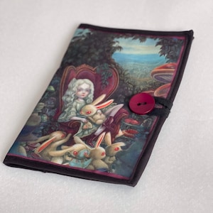 Alice in Wonderland book cover,Alice Book Sleeve,Alice gift,Book protector,holder,Alice in wonderland unique gift,Alice Advantures gift
