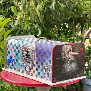 Alice in Wonderland Big jewelry bag box, Unique home decor, Alice&#39;s Adventures Gift, Alice furniture decoration