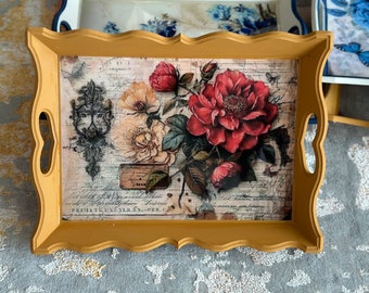 Sunflowers Serving Tray, Flowers Designe Wooden Tray, Decorative Serving Tray, Wooden Serving Tray