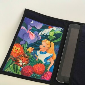 Alice in Wonderland Talking Flowers,Alice unique gift,Alice Disneyland characters ,holder,Padded book sleeve, tablet sleeve