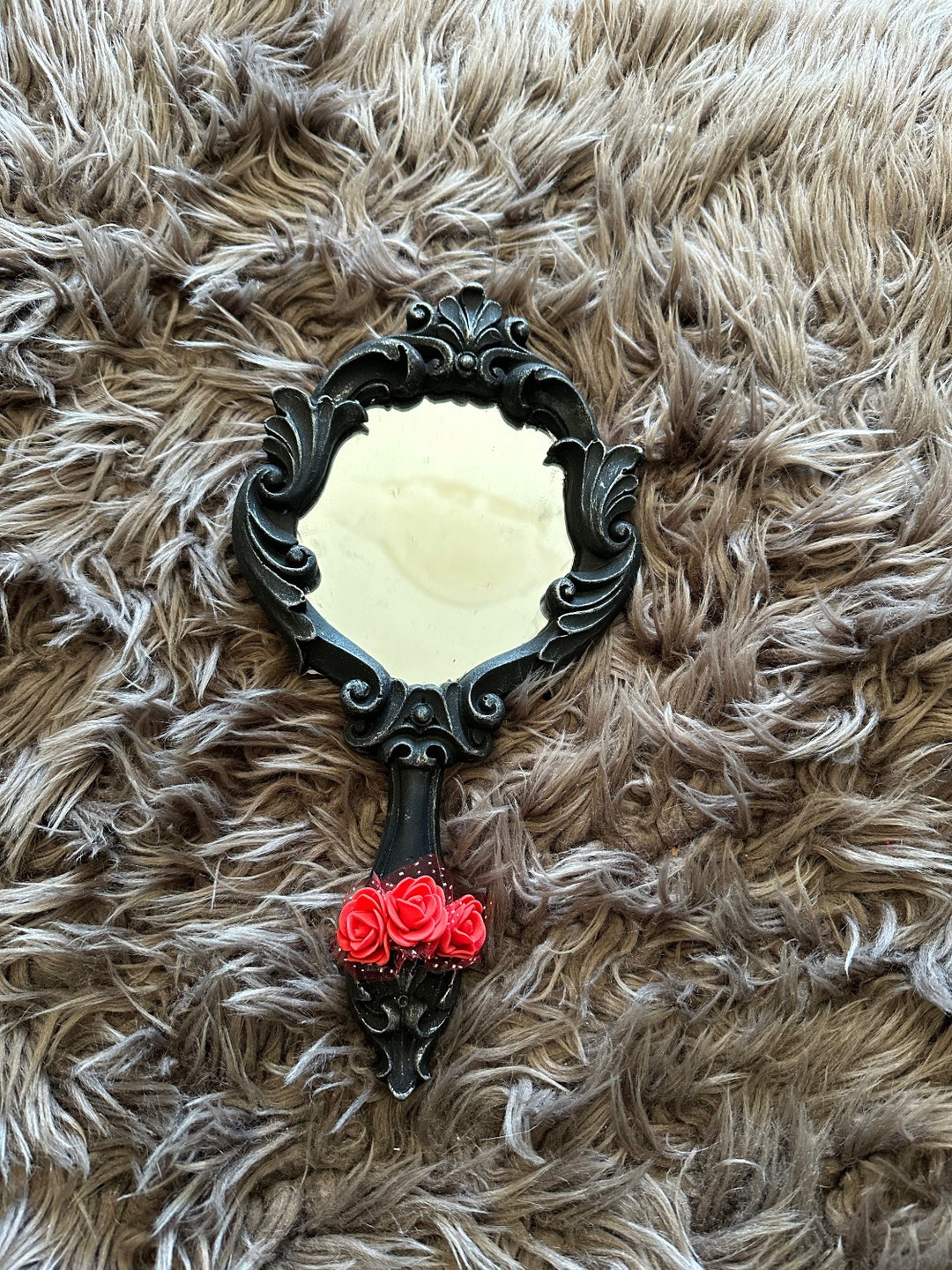 Gothic Hand Mirror, Skull With Roses, Skull Dark Frame, Creepy Horror