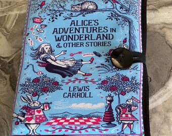 Book Sleeve Alice in Wonderland with Button Closure, Book Buddy, Book Cover,Alice in wonderland birthday gift,Book bag