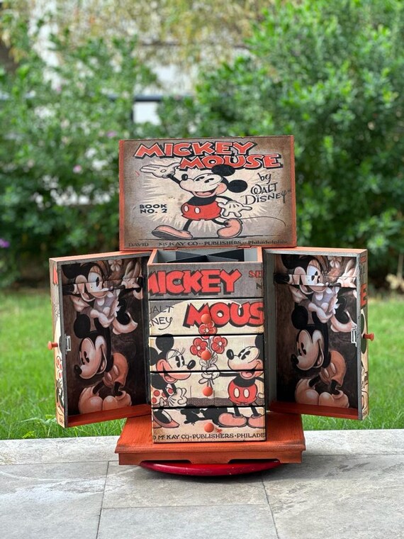 mickey mouse wooden toy box