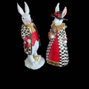 Bunnies figurine,Easter decor,Easter gifts,Alice in Wonderland gift, Alice in Wonderland decor,  Bunny gift,Bunny ornaments, rabbit statue,