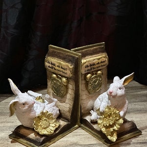 Vintage style Alice in Wonderland bookends,Lewis Carroll,Alice&#39;s adventures in Wonderland perfect gift your favorite alice fan with