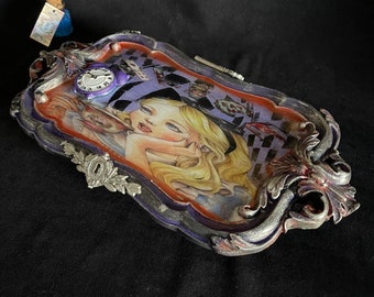 Gift for her Alice in Wonderland Coffee Tray, Coffee Tray