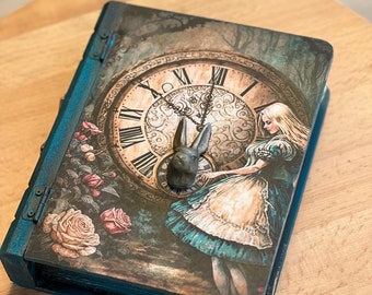 Alice in Wonderland Jewelry Box with Alice and White Rabbit