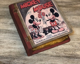 Regalo para ella, caja de libro vintage de Minnie y Mickey Mouse, decoración de Minnie y Mickey Mouse, decoración de Mickey y Minnie Mouse, regalo de Minnie Mouse.