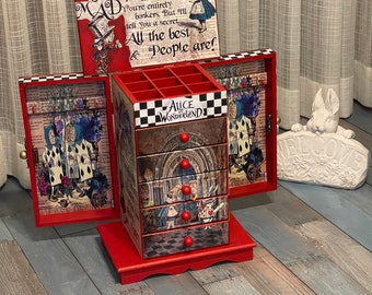 Alice in Wonderland stories jewellery box,Alice in Wonderland unique home decor,Alice’s Adventures Gift,Alice jewelry organization