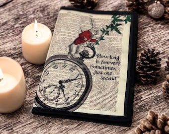 Alice in Wonderland white rabbit ,Alice Book Sleeve,Alice gift,Alice in wonderland unique gift,Alice Adventure,Rabbit gifts