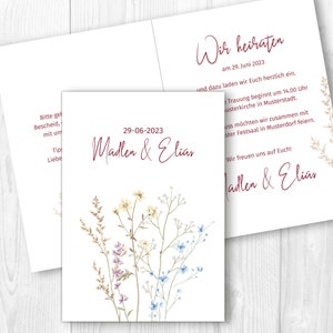 Einladungskarte Hochzeit "Trockenblumen" // gedruckt // verschiedene Formate // individuell