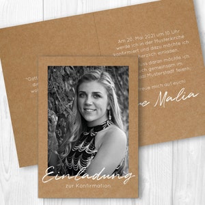 Einladungskarte Konfirmation/Kommunion "Big Day" // gedruckt // Taufe // verschiedene Formate // Kraftpapier Optik // individuell