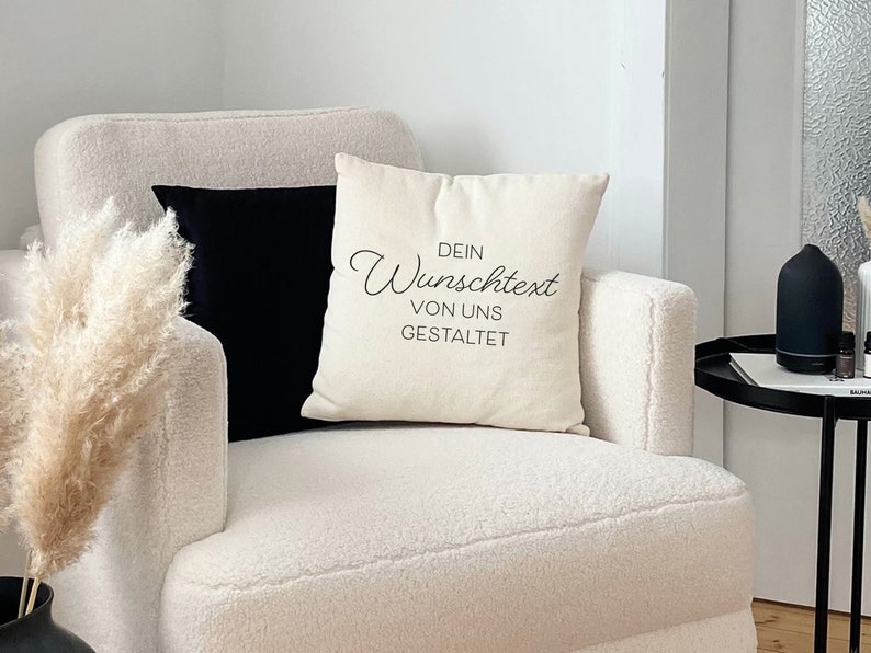 Personalized cushion, own design, printed with your wishes, 40 x 40 cm, color natural, individually designed image 1