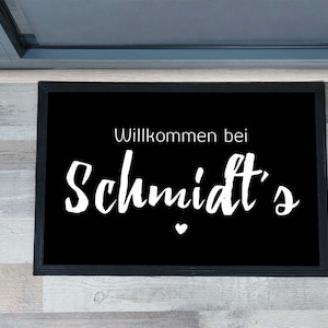 Doormat, personalized with name, family, various colors, non-slip & washable, with edge