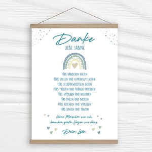 Poster mit Holzleiste personalisiert // Geschenk Kita Abschied // Print // A3